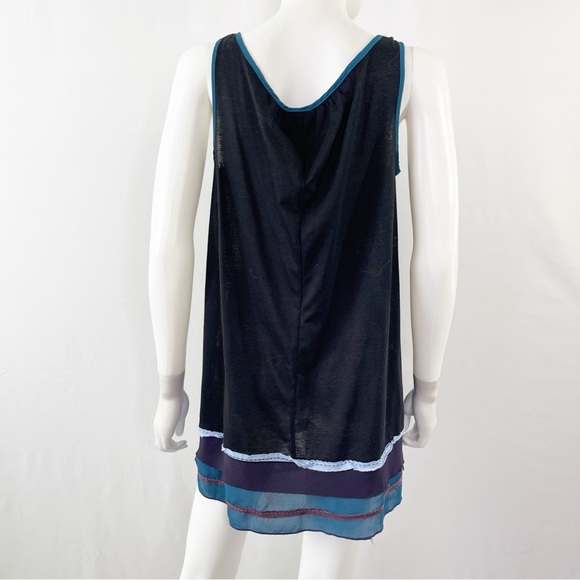 One September Anthropologie Black & Teal Paisley Sleeveless Tank Top Size XS - Picture 5 of 9